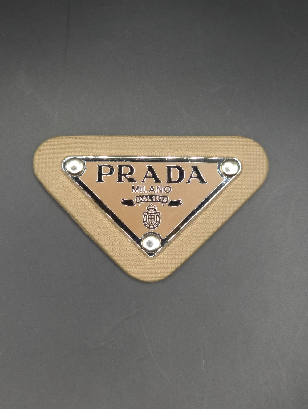 Coffee Prada Triangle Patch/Croc Charm